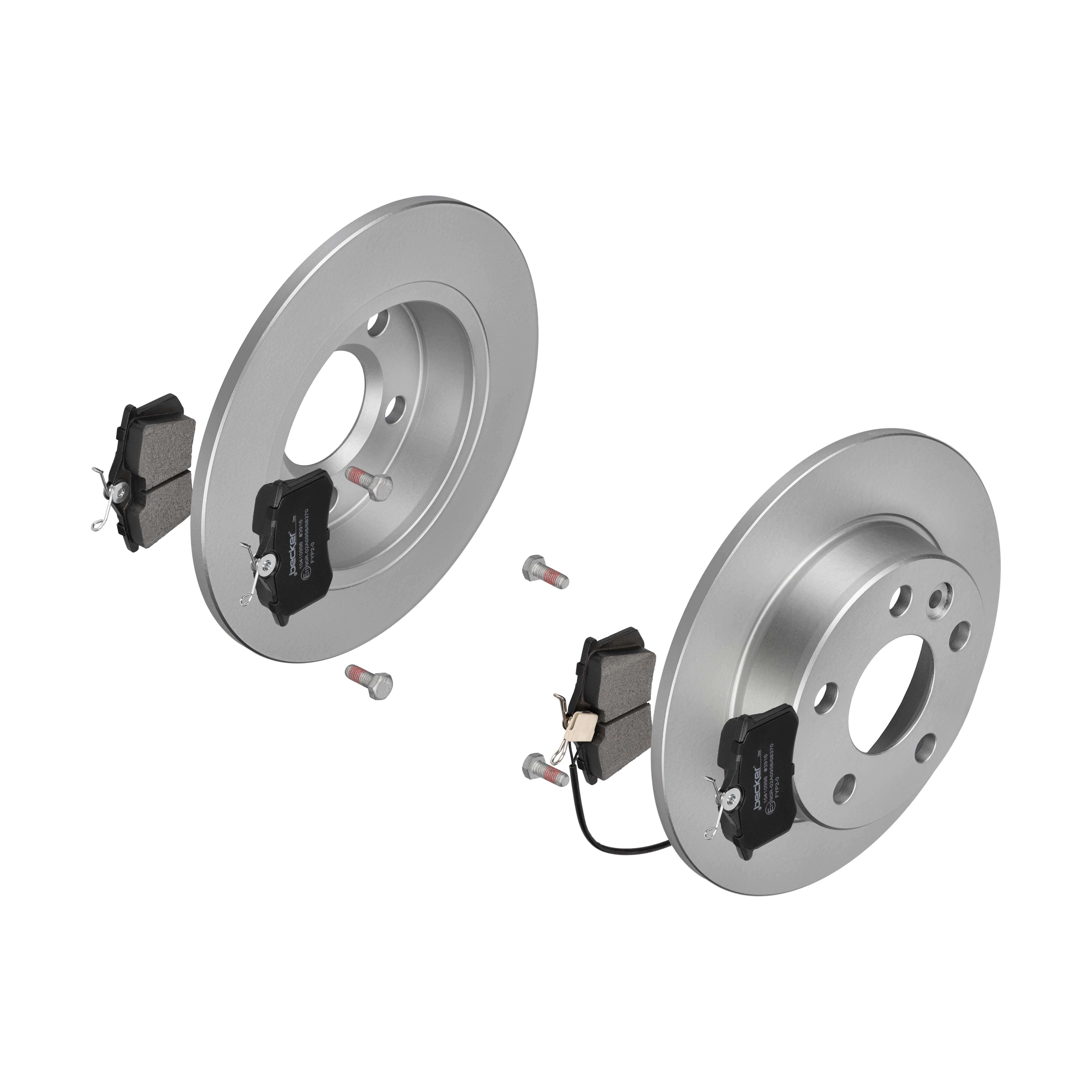 F.BECKER Bremsesæt, skivebremser 13810033 bagaksel fuld 268mm 17,2mm for FORD VAG