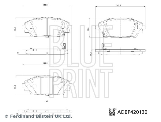 BLUE PRINT Bremseklodser adbp420130 foraksel for MAZDA