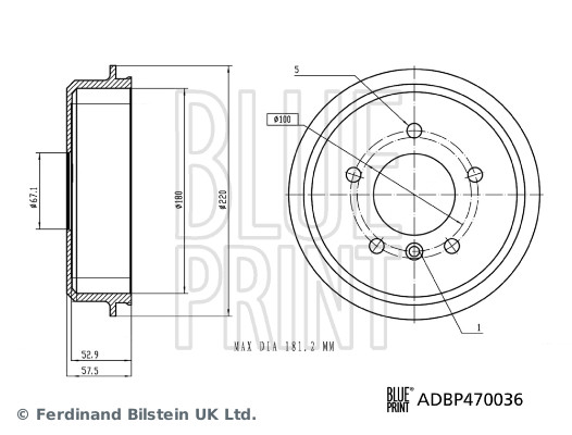 BLUE PRINT Bremsetromle adbp470036 bagaksel for MERCEDES-BENZ