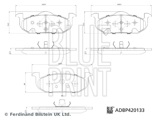 BLUE PRINT Bremseklodser adbp420133 foraksel for MG