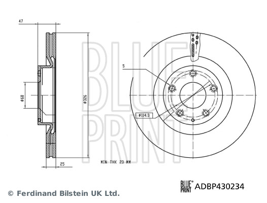 BLUE PRINT Bremseskive ADBP430234 foraksel ventileret 326mm for MAZDA