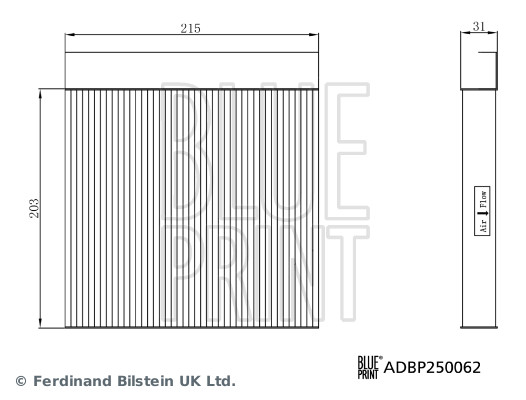BLUE PRINT Kabineluftfilter adbp250062 for MG