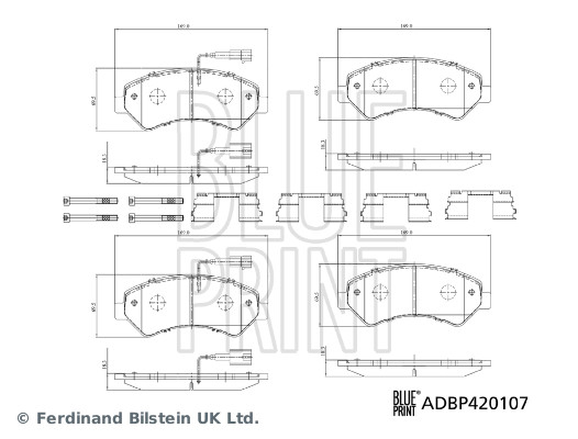 BLUE PRINT Bremseklodser adbp420107 foraksel for FIAT VAUXHALL