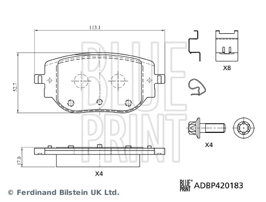 BLUE PRINT Bremseklodser adbp420183 bagaksel for VAUXHALL TOYOTA