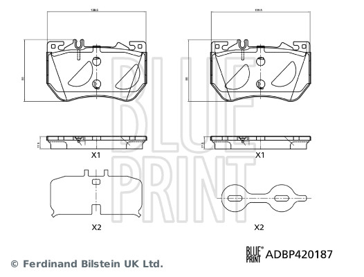 BLUE PRINT Bremseklodser adbp420187 foraksel for MERCEDES-BENZ