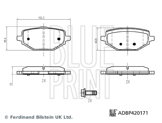 BLUE PRINT Bremseklodser adbp420171 bagaksel for MITSUBISHI RENAULT