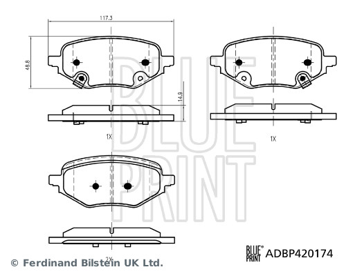 BLUE PRINT Bremseklodser adbp420174 bagaksel for MG