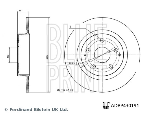 BLUE PRINT Bremseskive ADBP430191 bagaksel fuld 296mm for TOYOTA