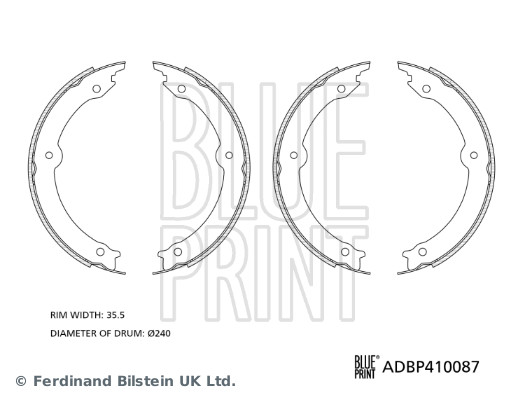 BLUE PRINT Bremsebakkesæt, parkeringsbremse ADBP410087 bagaksel for LEXUS