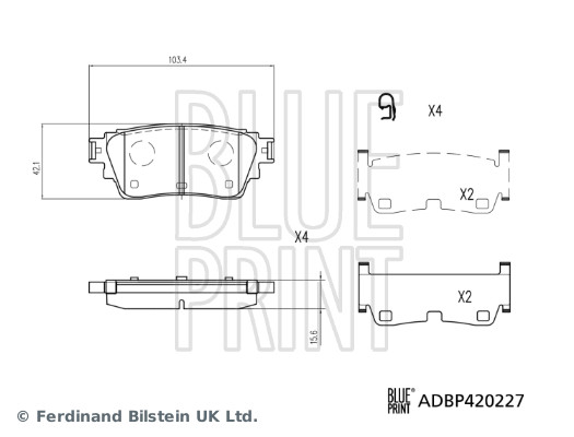 BLUE PRINT Bremseklodser adbp420227 bagaksel for NISSAN