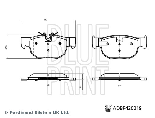 BLUE PRINT Bremseklodser adbp420219 bagaksel for LAND ROVER JAGUAR