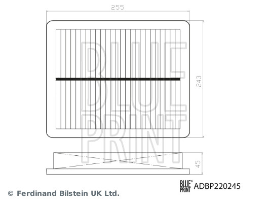 BLUE PRINT Luftfilter adbp220245 Filterindsats length_mm_203|Længde [mm]|255 width_mm_206|Bredde [mm]|243 height_mm_209|Højde [mm]|45 observe_service_