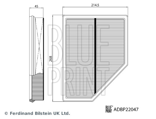 BLUE PRINT Luftfilter adbp220246 Filterindsats length_mm_203|Længde [mm]|243 width_mm_206|Bredde [mm]|237 height_mm_209|Højde [mm]|50 observe_service_