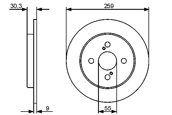 BOSCH Bremsesæt, skivebremser ijf14129w0 bagaksel fuld 259mm 9mm for PONTIAC TOYOTA LEXUS
