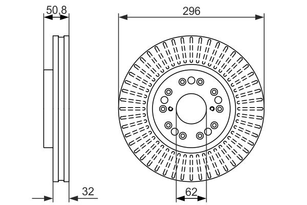 BOSCH Bremsesæt, skivebremser sg000003ou foraksel ventileret 296mm 32mm for LEXUS TOYOTA