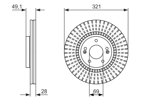 BOSCH Bremsesæt, skivebremser sg0000083s foraksel ventileret 321mm 28mm for HYUNDAI