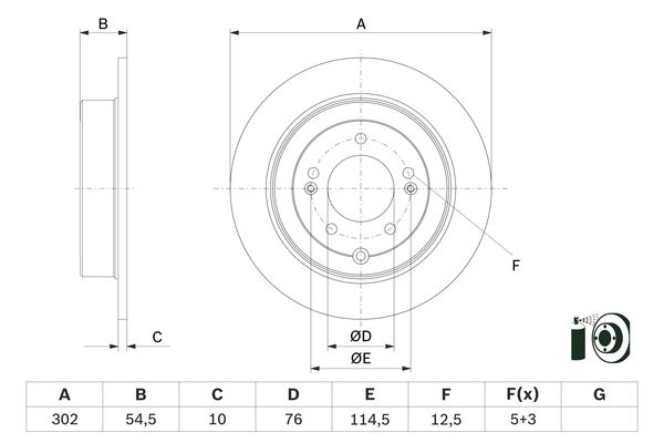 BOSCH Bremsesæt, skivebremser sg00000cpo bagaksel fuld 302mm 10mm for HYUNDAI KIA