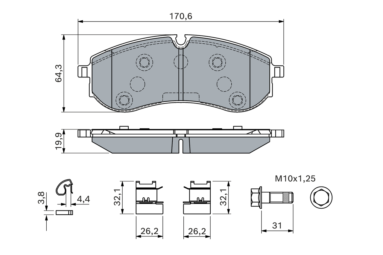 BOSCH Bremseklodser 0986460115 for MAN VW