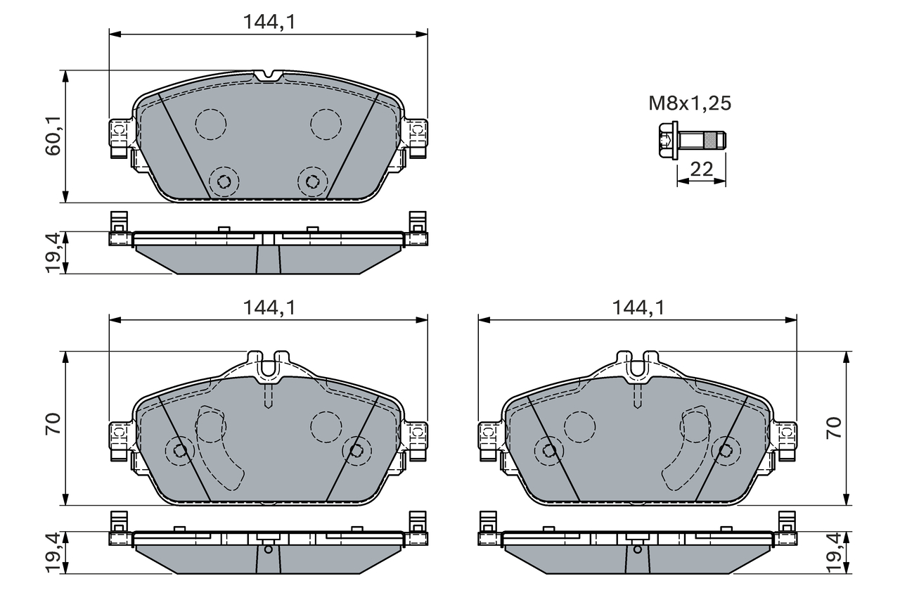 BOSCH Bremseklodser 0986460128 for MERCEDES-BENZ