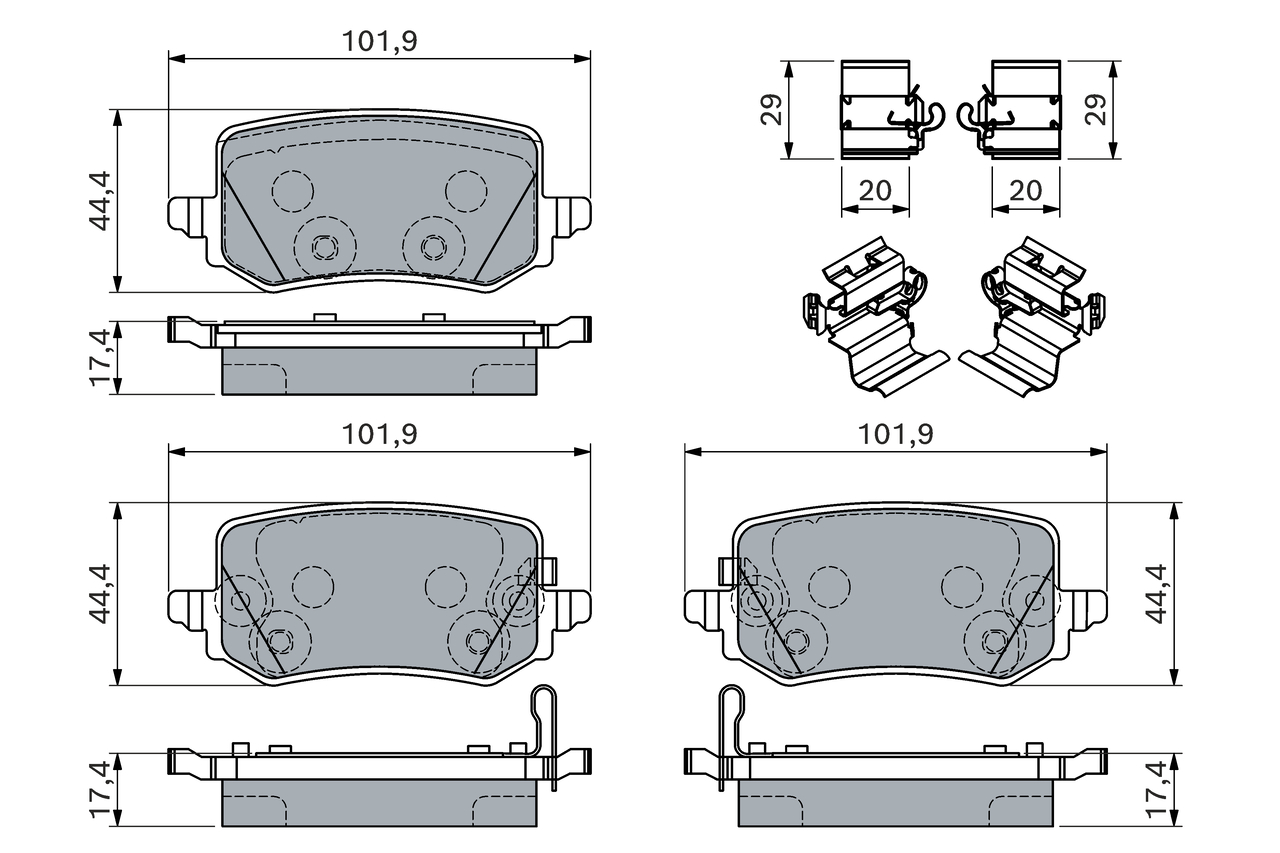 BOSCH Bremseklodser 0986460161 for HYUNDAI KIA