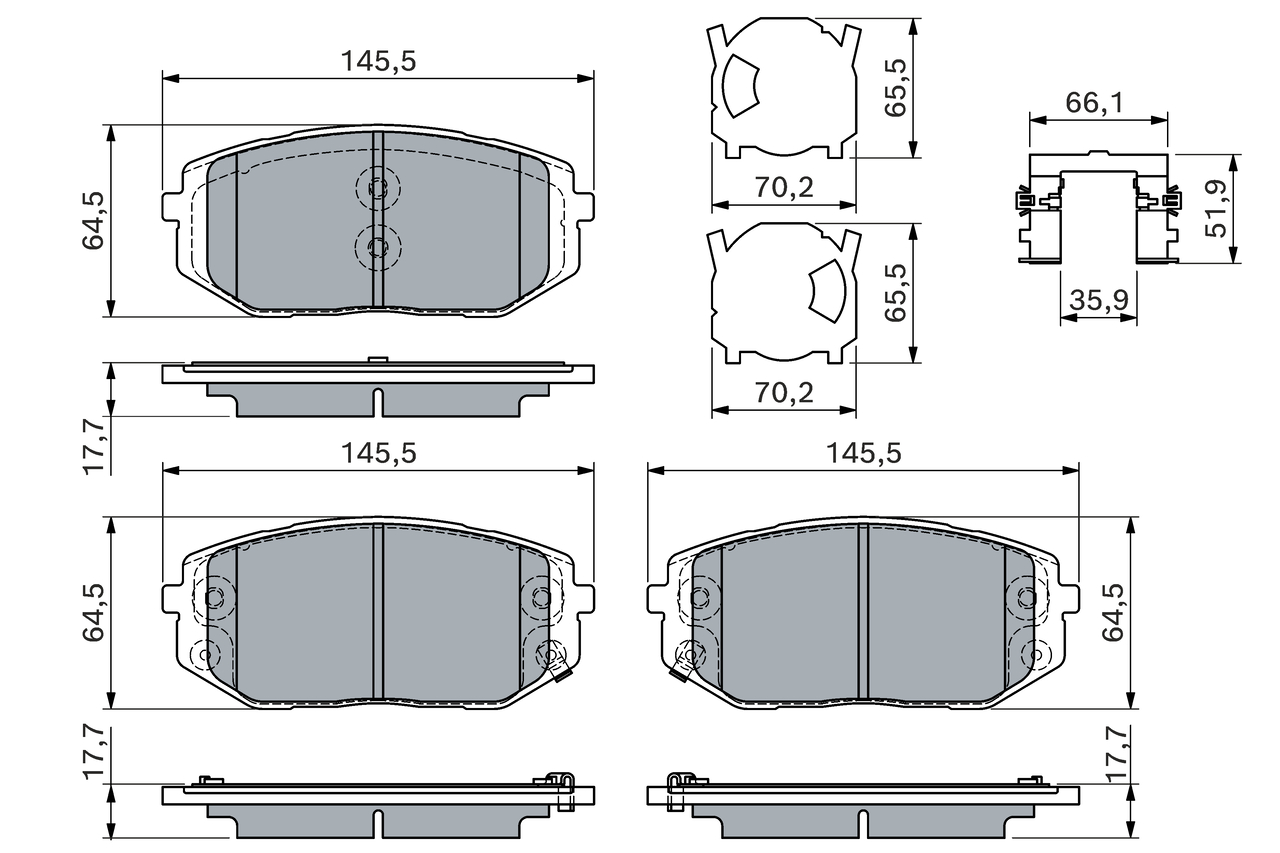 BOSCH Bremseklodser 0986460164 for KIA HYUNDAI