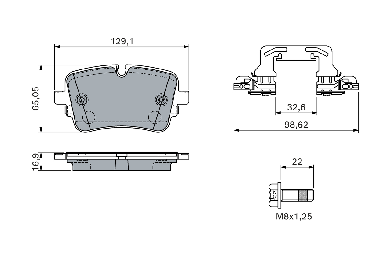 BOSCH Bremseklodser 0986460173 for AUDI VW