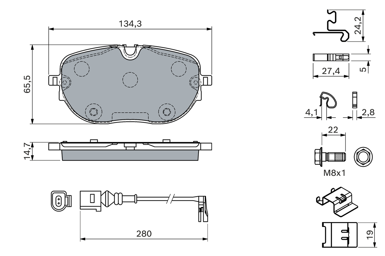BOSCH Bremseklodser 0986460198 for VW