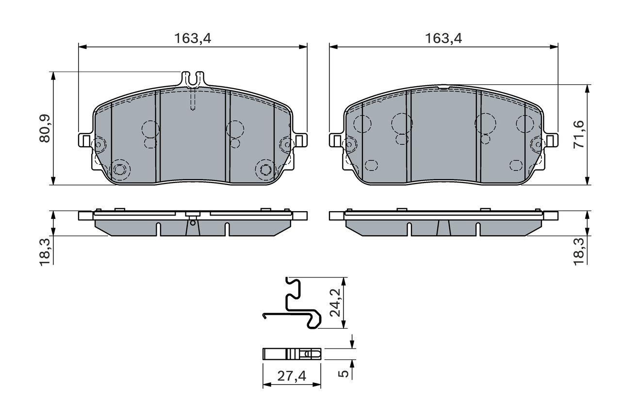 BOSCH Bremseklodser 0986460282 for MERCEDES-BENZ