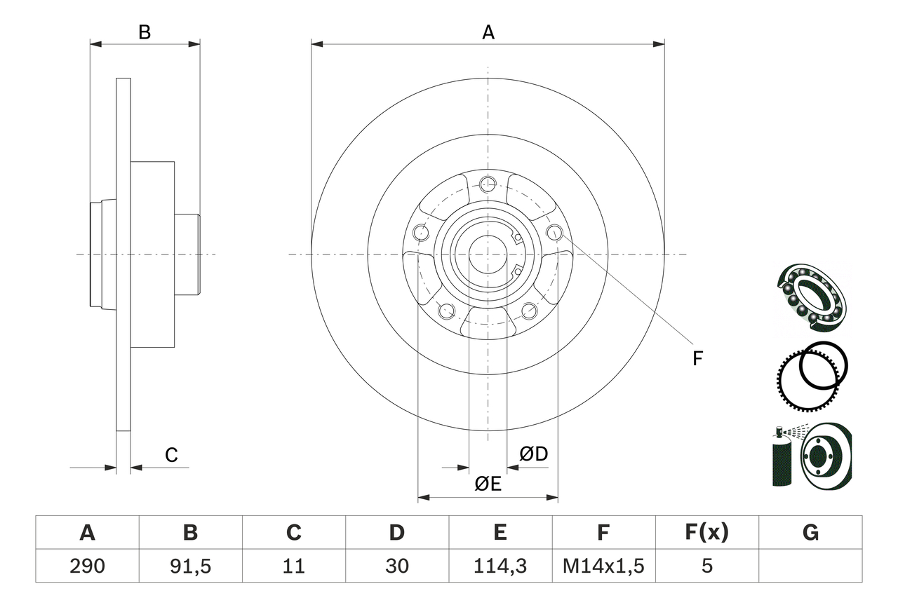 BOSCH Bremseskive 0986479f24 fuld 290mm 11mm for DACIA