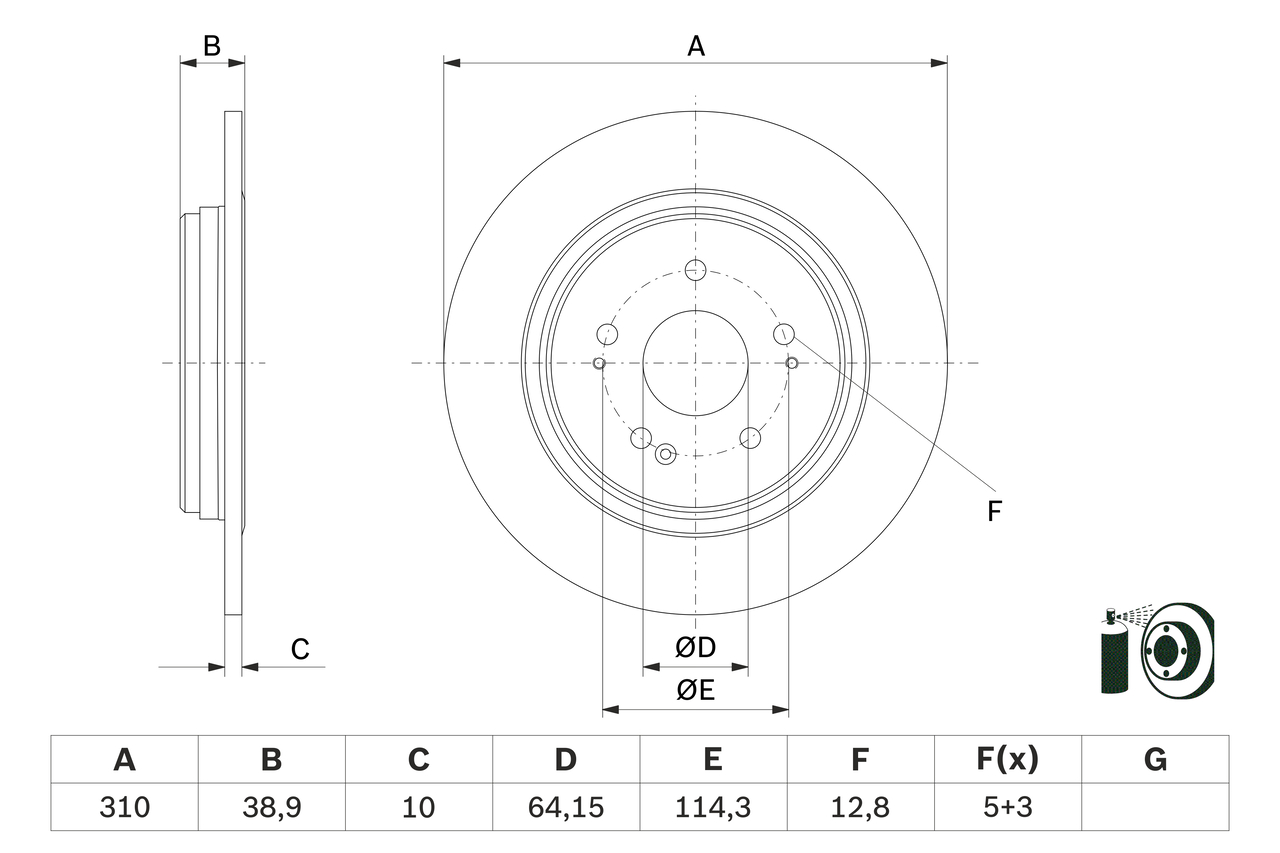 BOSCH Bremseskive 0986479g18 fuld 310mm 10mm for HONDA