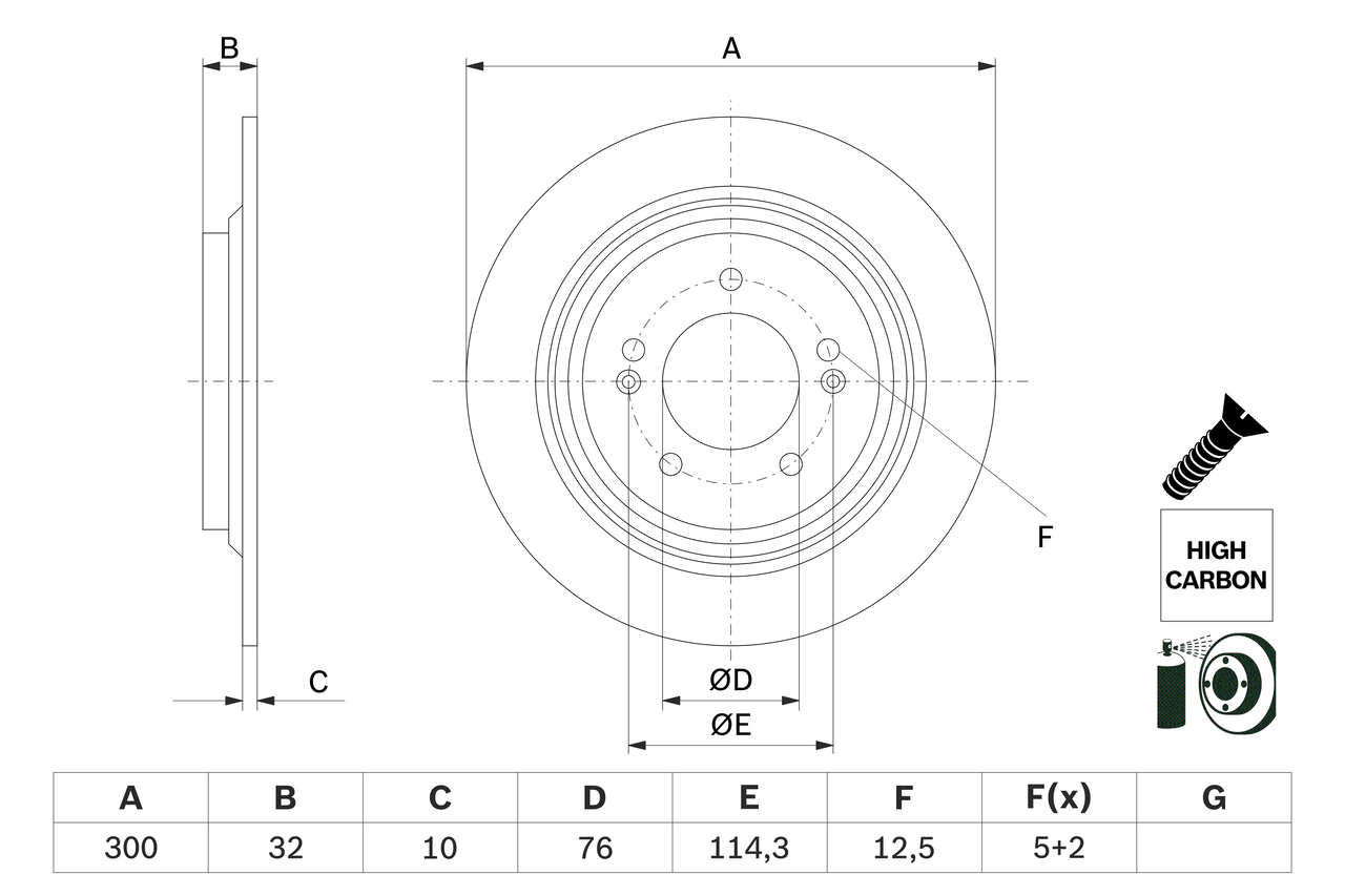 BOSCH Bremseskive 0986479h01 fuld 300mm 10mm for KIA