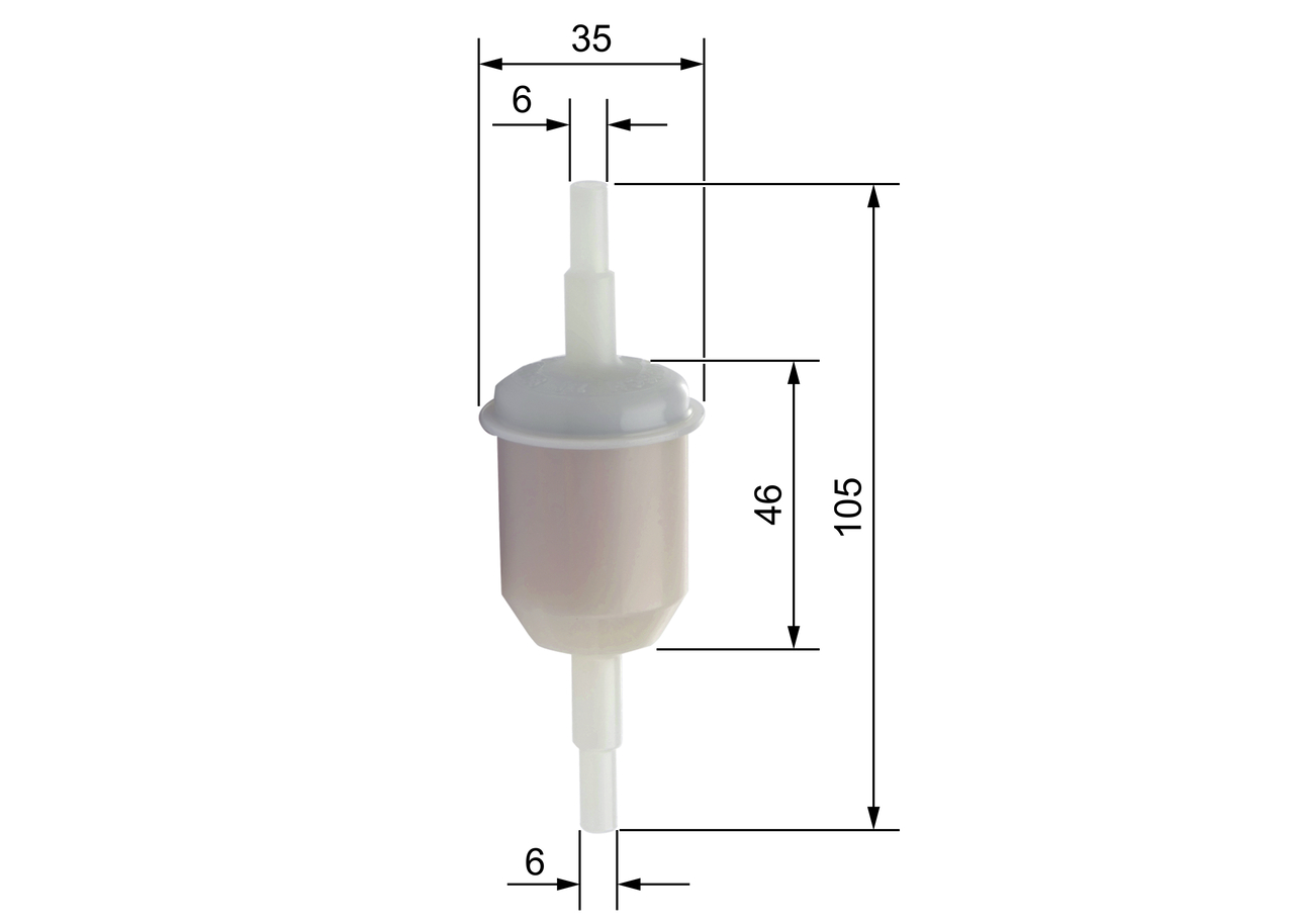 BOSCH Brændstof-filter 0450904058 Lednings 105mm for TALBOT LIGIER PEUGEOT VOLVO BLMC SAAB BMW ONAN DAF CHRYSLER GMC FIAT IVECO FORD CITROËN ZASTAVA