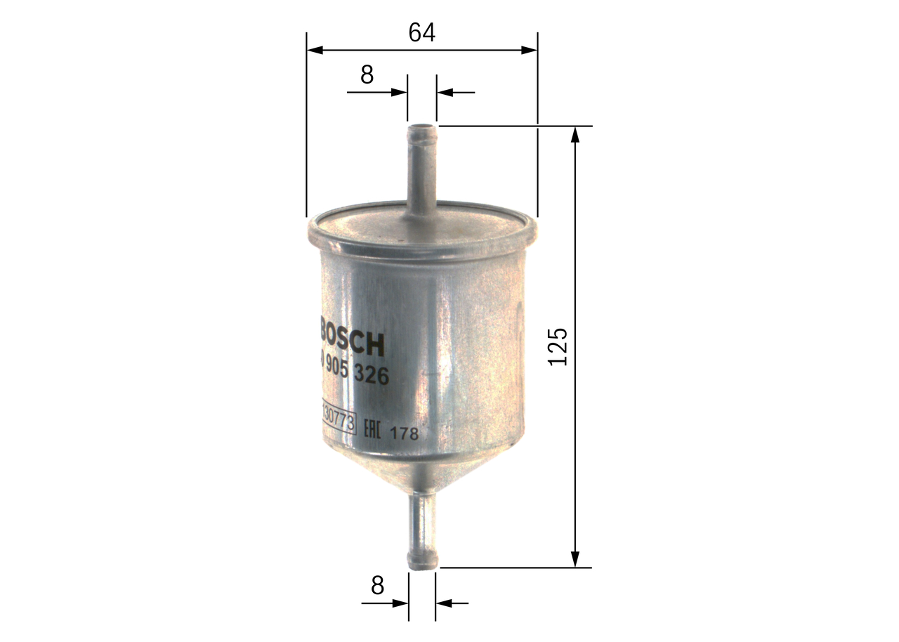 BOSCH Brændstof-filter 0450905326 Lednings 125mm for FORD GMC ISUZU NISSAN INFINITI