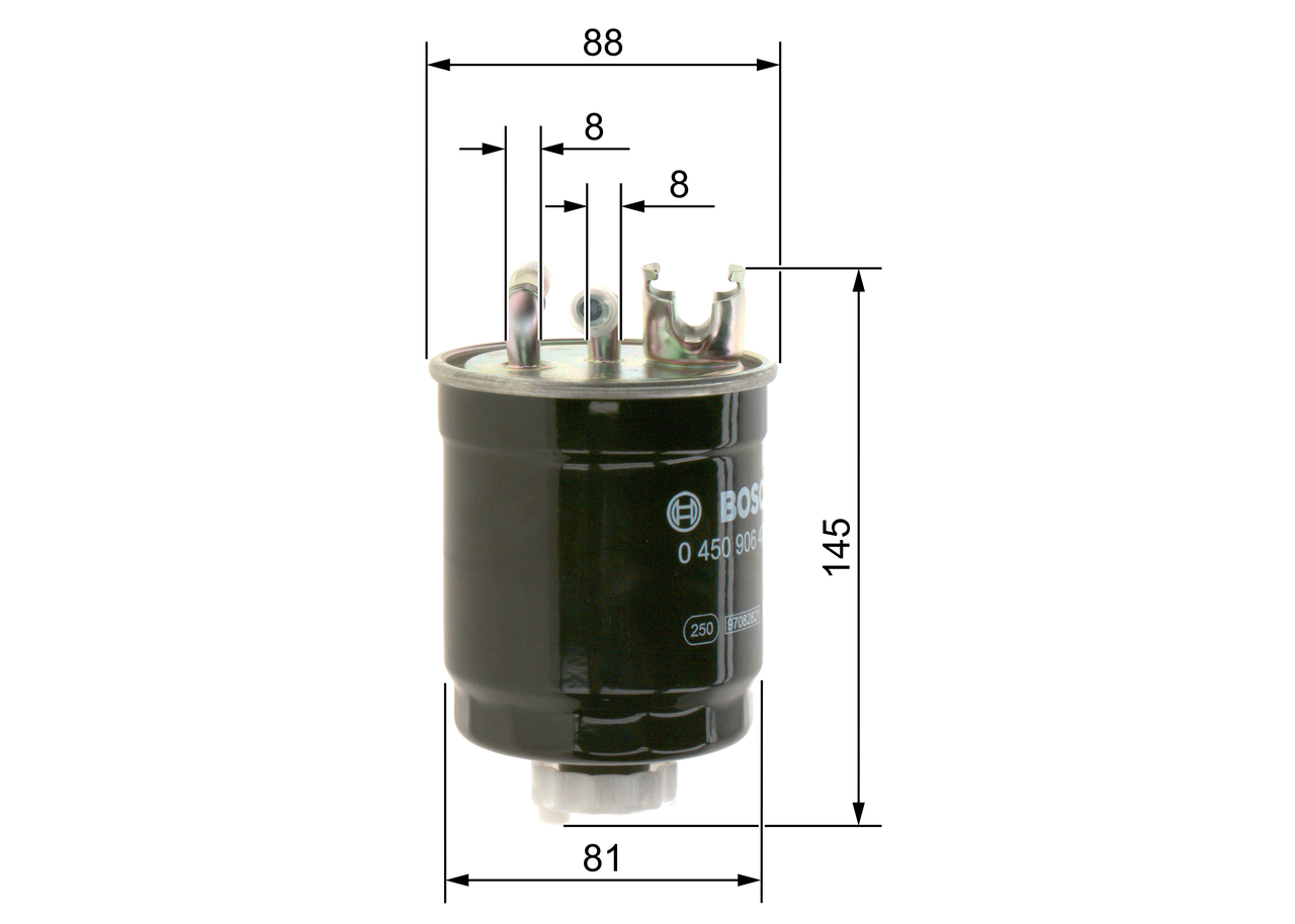 BOSCH Brændstof-filter 0450906409 Lednings 149mm for VW