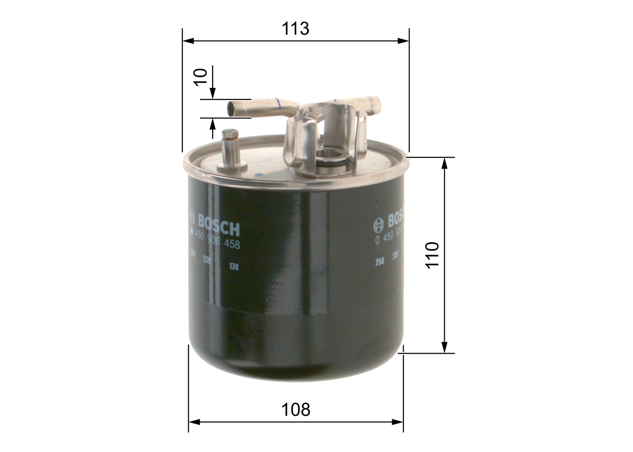 BOSCH Brændstof-filter 0450906458 Lednings 130,6mm for VW