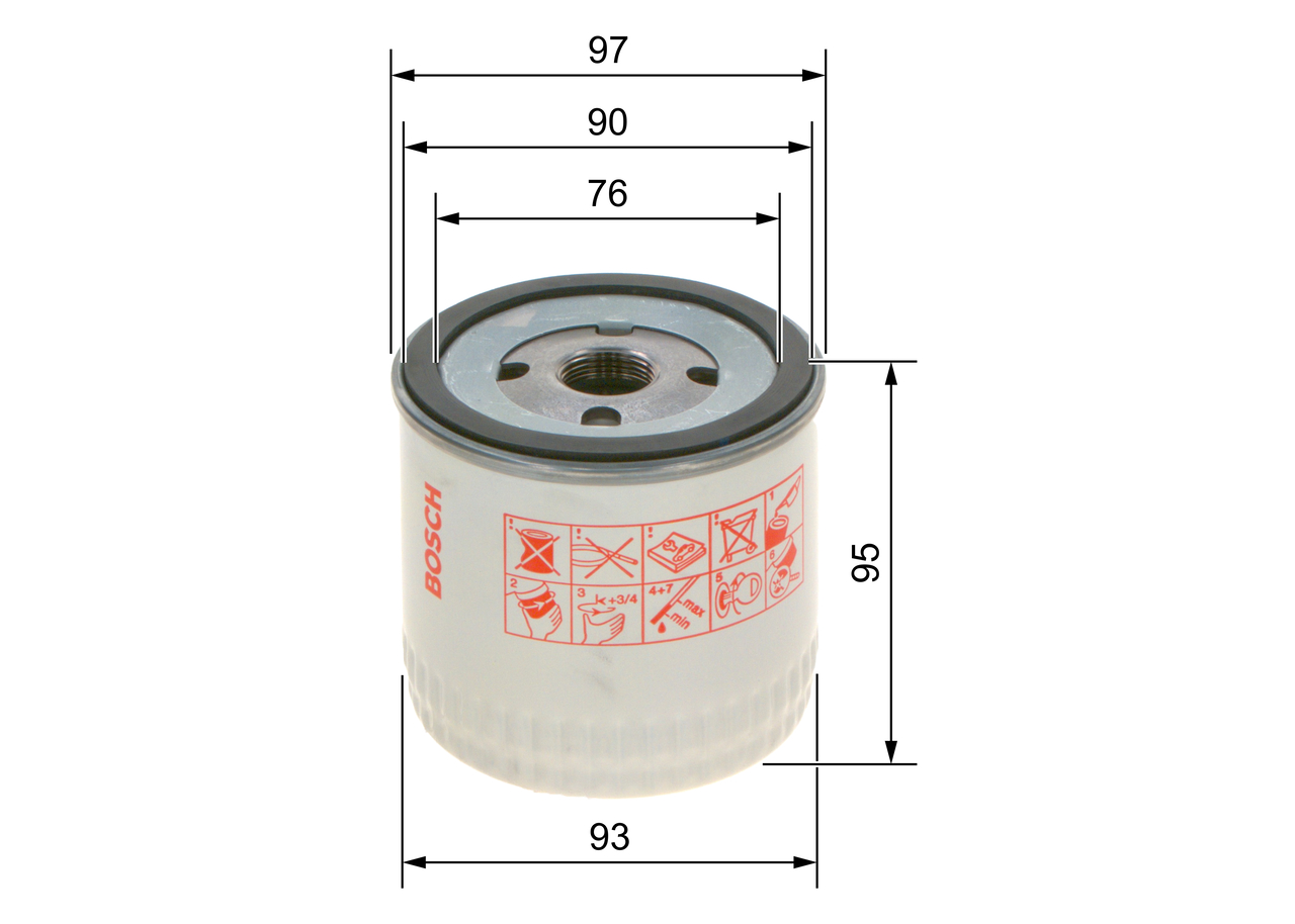BOSCH Oliefilter 0451103252 Påskruet 86mm M 22 x 1,5 for FORD CHEVROLET