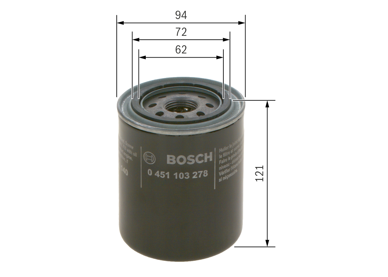 BOSCH Oliefilter 0 451 103 278 Påskruet 121mm 1 12 UNF for JAGUAR BENTLEY ROLLS-ROYCE