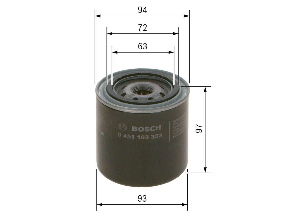 BOSCH Oliefilter 0 451 103 333 Påskruet 97mm M 22 x 1,5 for FORD GMC JEEP DODGE MAZDA ROVER LAND ROVER