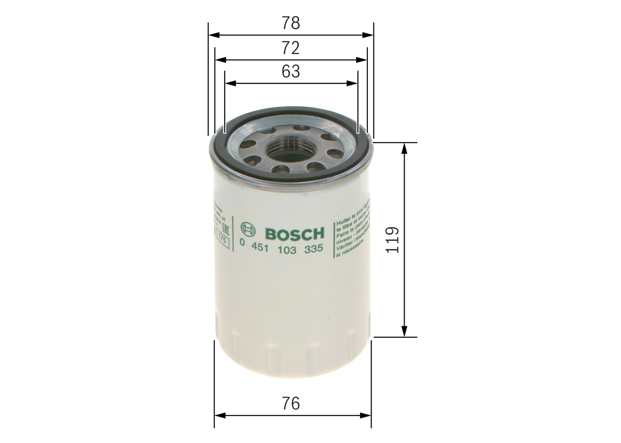 BOSCH Oliefilter 0451103335 Påskruet 119mm 1 12 UNF for FIAT FORD JAGUAR
