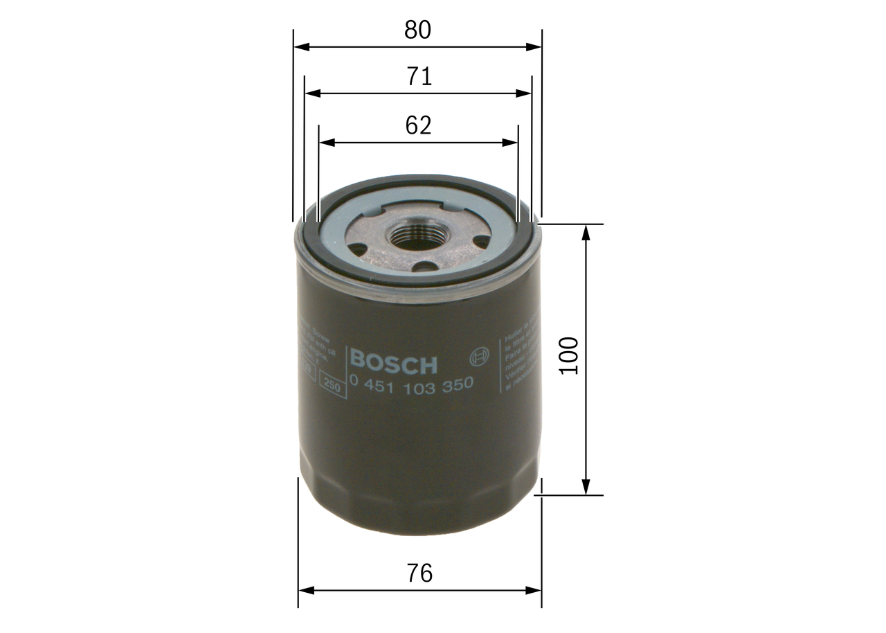BOSCH Oliefilter 0 451 103 350 Påskruet 100mm 3/4 16 UNF for FIAT LANCIA IVECO TOFAS ALFA ROMEO