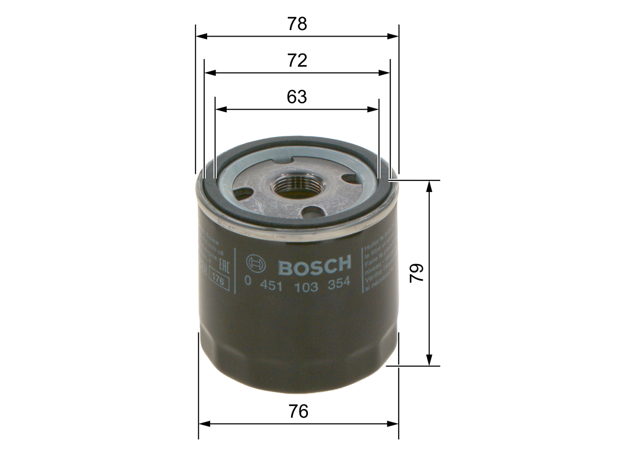 BOSCH Oliefilter 0 451 103 354 Påskruet 89mm M 20 x 1,5 for LANCIA FIAT