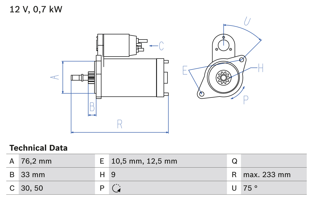 BOSCH Starter 0986010530 for VW