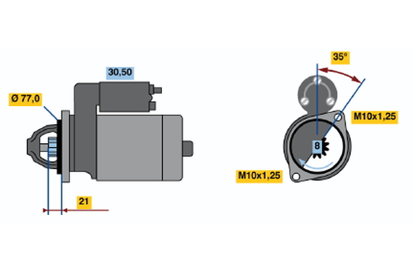 BOSCH Starter 0 986 012 301 for KIA PROTON MITSUBISHI