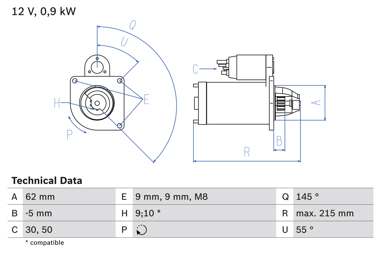 BOSCH Starter 0986013850 for PEUGEOT CITROËN PROTON FIAT