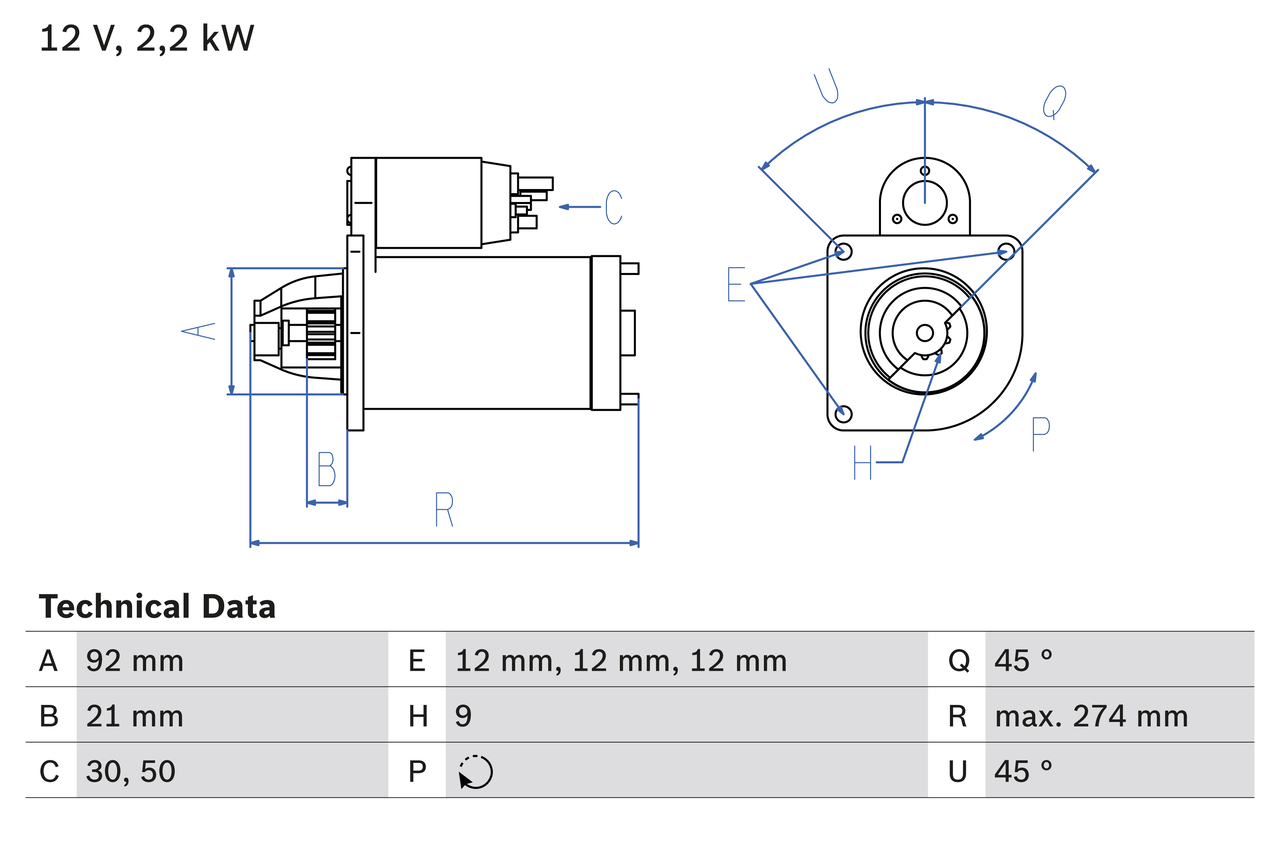 BOSCH Starter 0986016210 for FORD LAND ROVER MERCEDES-BENZ ROVER