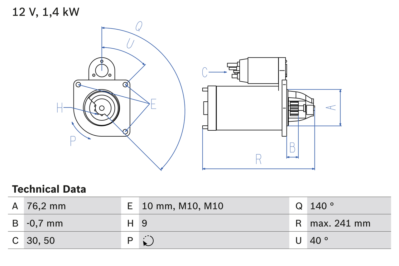 BOSCH Starter 0986016660 for VOLVO RENAULT