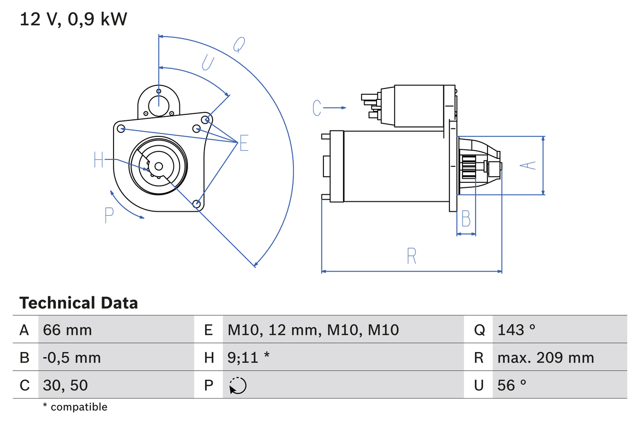 BOSCH Starter 0986018860 for OPEL VOLVO VAUXHALL RENAULT NISSAN