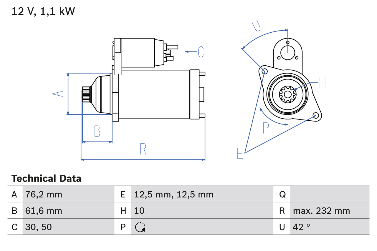 BOSCH Starter 0986018920 for VW FORD