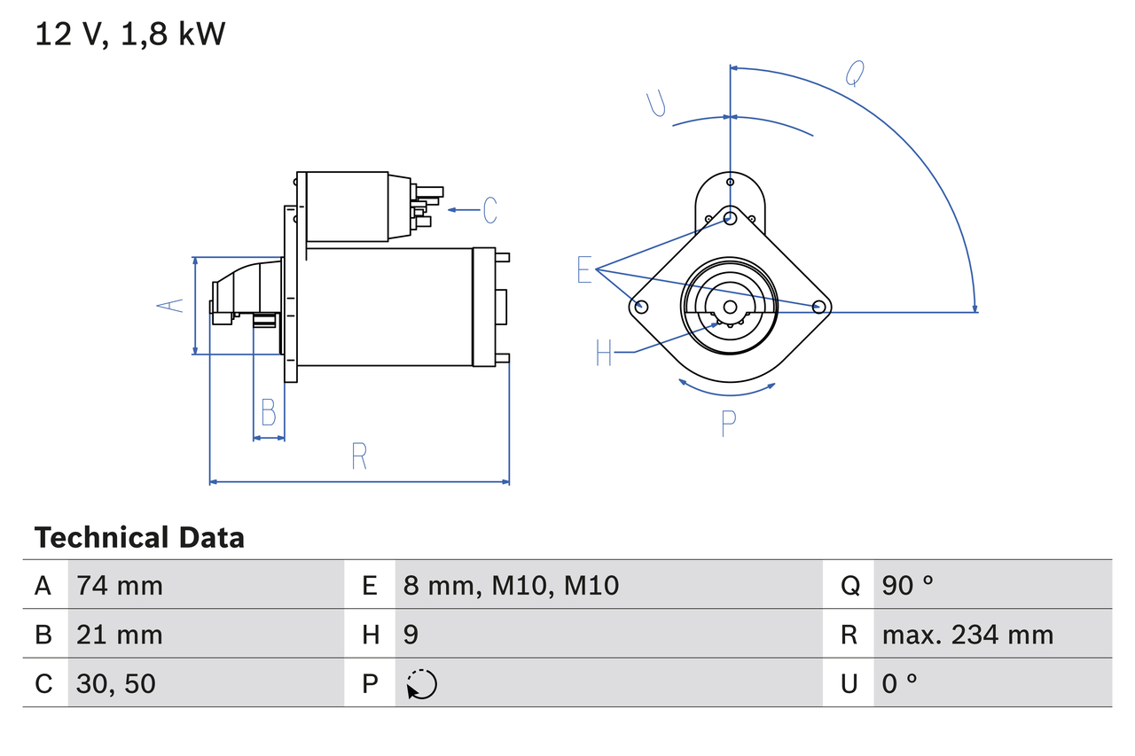 BOSCH Starter 0986021230 for STEYR BMW