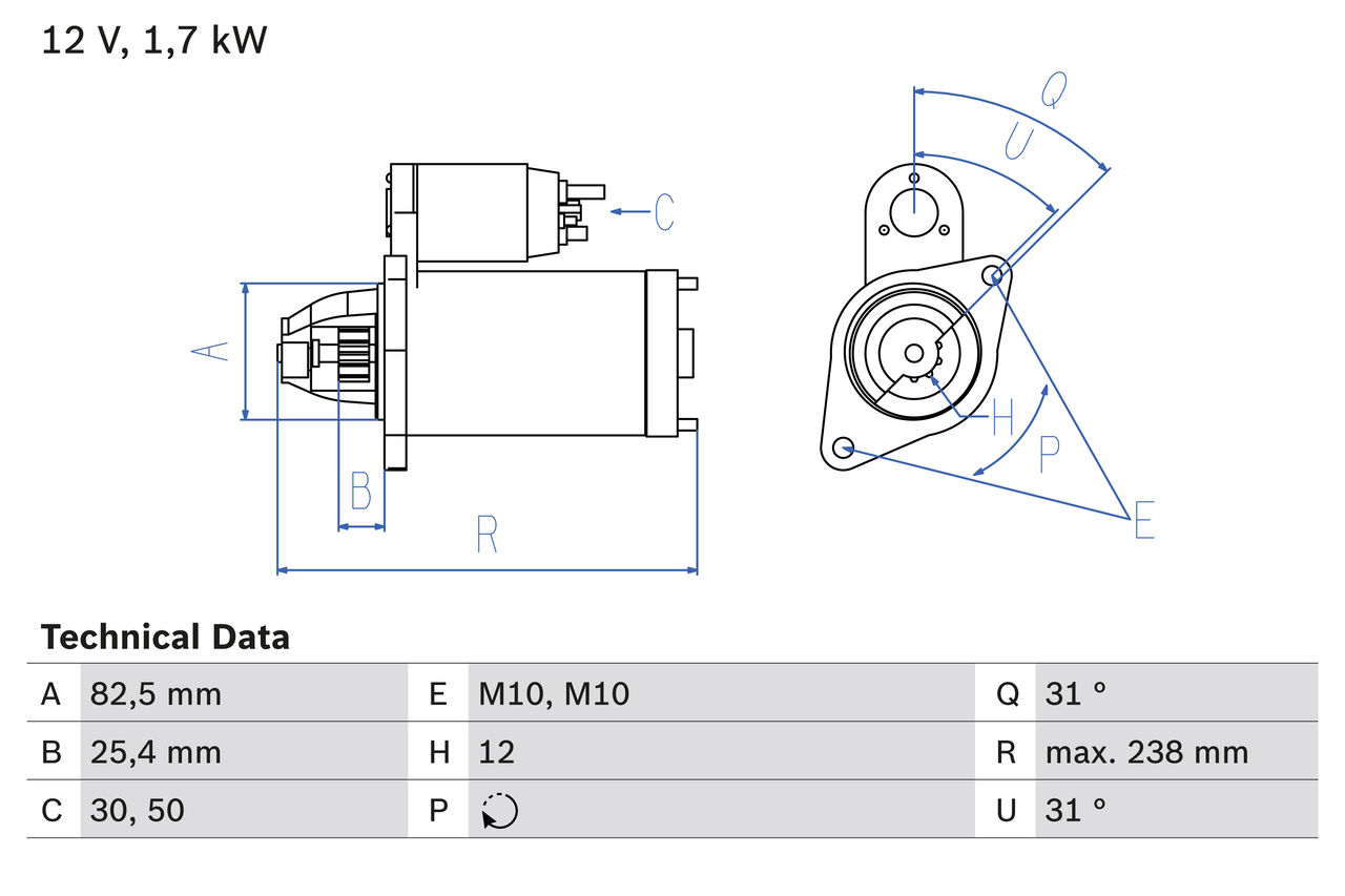 BOSCH Starter 0986021360 for MERCEDES-BENZ